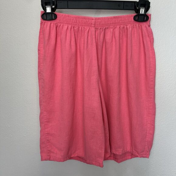 C.D. Petites | Pink Linen Blend Bermuda Shorts Petite Medium Barbie Vintage Y2K - Picture 2 of 4